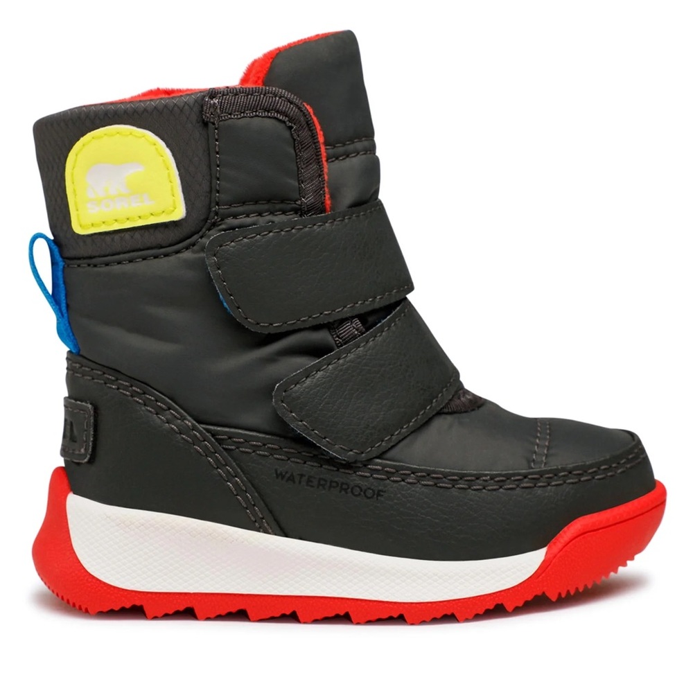 Sorel Whitney Strap Children's Boots Red and Black Micro Fleece Lined NWT